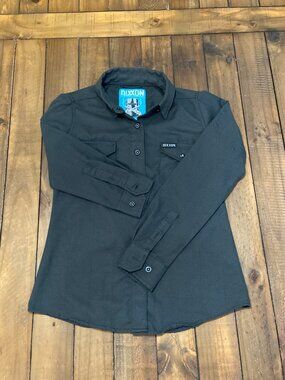 Dixxon Flannel Shirt Womens Small Dark Grey The Ned Button Up Long Sleeve